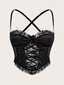 Goth Contrast Lace Criss Cross Bralette·Black·XL hinta ja tiedot | Rintaliivit | hobbyhall.fi