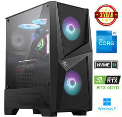 Gamer i5-13400F 32GB 1TB NVME RTX 4070 Windows 11 hinta ja tiedot | Pöytätietokoneet | hobbyhall.fi