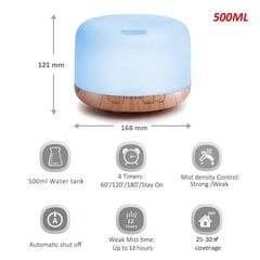 Ilmankostutin kotiin 500ml Ultraääni-eteeristen öljyjen diffuusorilla Cool Mist Maker Fogger LED-lamppu Sähköinen aromihajotin INORCO hinta ja tiedot | Ilmankostuttimet | hobbyhall.fi