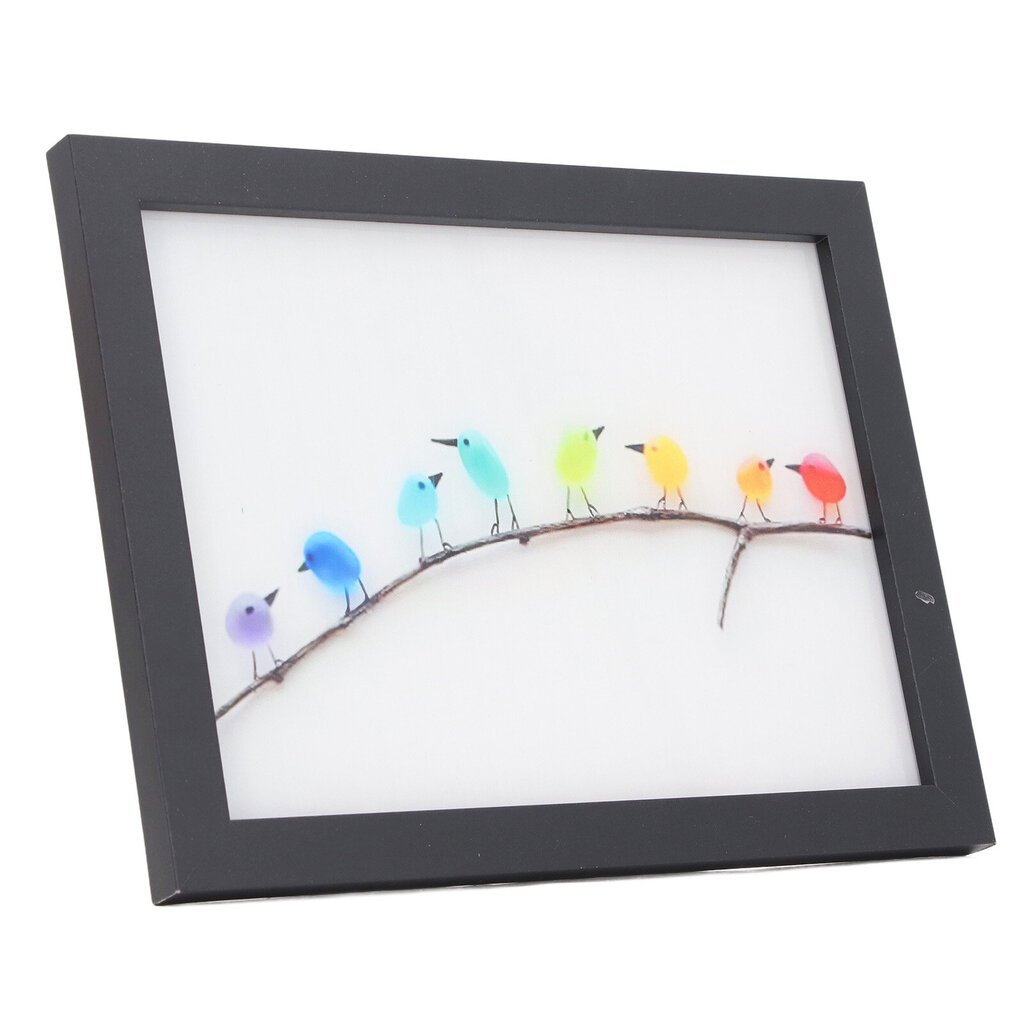 Sea Glass Rainbow Birds Seinäkoristelu Merilasi Värikäs Lintutaide Valokuvakehys Merilasi Taideteos puukehyksellä hinta ja tiedot | Sisustustuotteet | hobbyhall.fi