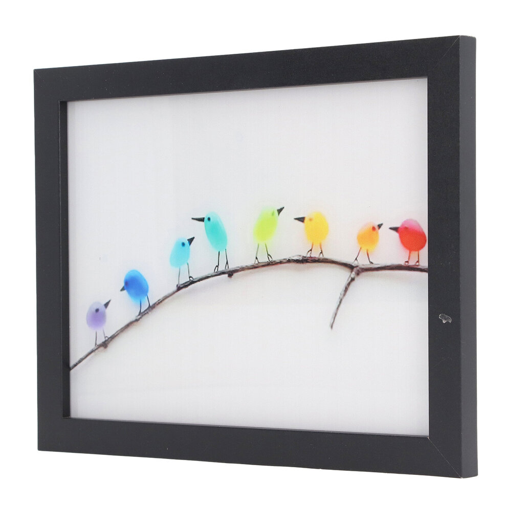 Sea Glass Rainbow Birds Seinäkoristelu Merilasi Värikäs Lintutaide Valokuvakehys Merilasi Taideteos puukehyksellä hinta ja tiedot | Sisustustuotteet | hobbyhall.fi