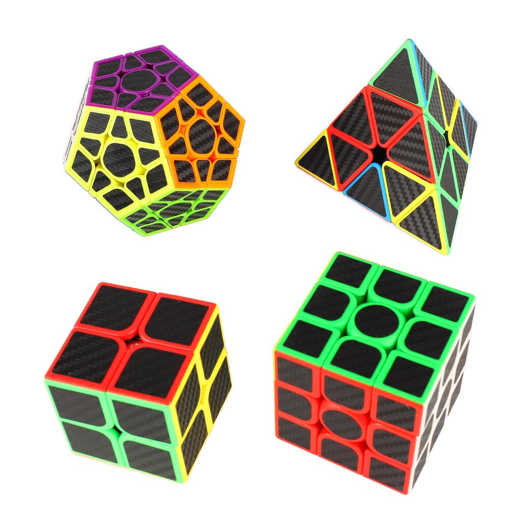 4 kpl Speed Puzzle Set Lapsille Hauska ABS-hiilikuitutarra Pyramid Megaminx Speed Puzzle Lelu hinta ja tiedot | Lautapelit ja älypelit | hobbyhall.fi