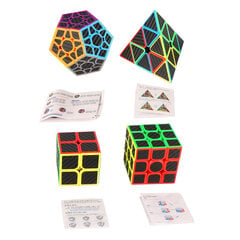 4 kpl Speed Puzzle Set Lapsille Hauska ABS-hiilikuitutarra Pyramid Megaminx Speed Puzzle Lelu hinta ja tiedot | Lautapelit ja älypelit | hobbyhall.fi