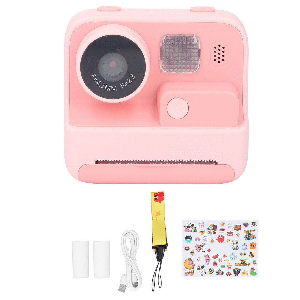 K27 Kids Instant Camera Etu-taka-kaksoislinssinen Selfie-videopaperi-pikatulostuskamera vaaleanpunaisella kaulanauhalla ilman muistikorttia hinta ja tiedot | Pikakamerat | hobbyhall.fi