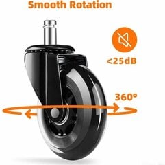5kpl työtuolipyörät, 11x22mm, kantavuus 250 kg, 360° kierto, hiljaiset, yleiskäyttöiset kääntyvät vaihtopyörät toimistotuoliin INORCO hinta ja tiedot | Koteloiden lisätarvikkeet | hobbyhall.fi