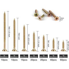 Ruuvit, M4 Keltainen Risti upotettu pää Itsekierteittävät Naulat Kipsilevy Naulat Kipsilevy Naulat Puuruuvisarja 180 kpl INORCO hinta ja tiedot | Koteloiden lisätarvikkeet | hobbyhall.fi