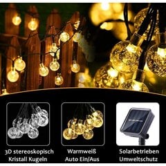 Solar String Lights, jossa 30 lämpimän valkoista kristalli-LEDiä puutarhaan, puuhun, patiolle, jouluun, häihin, juhliin, vedenpitävä IP65, ihanteellinen ulkokäyttöön INORCO hinta ja tiedot | LED-valonauhat | hobbyhall.fi