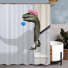 Dinosaur Print -suihkuverho, 12 rengasta, 180x180cm INORCO hinta ja tiedot | Kylpyhuonetarvikkeet | hobbyhall.fi