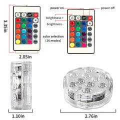 Pakkaa LED upotettavat uima-altaan valot vedenalaiset valaisimet magneetilla IP68 kaukosäädin RGBW Vaihto akvaariomaljakkopohjalammen allaslattiaan INORCO hinta ja tiedot | LED-valonauhat | hobbyhall.fi