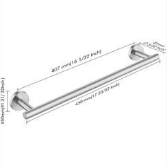 Kylpyhuoneen pyyheteline, seinään kiinnitettävä pyyheteline, kylpyhuoneen pyyheteline, SUS304 ruostumattomasta teräksestä valmistettu pyyheteline, järjestäjä, harjattu pidike 50cm INORCO hinta ja tiedot | Varastohyllyt | hobbyhall.fi