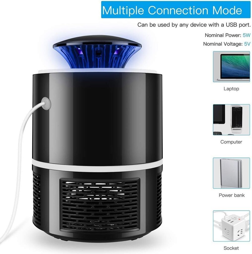 USB sähköinen UV Mosquito Killer -lamppu Mosquito Killer Fly Trap, käyttöpinta-ala jopa 20m², ei melua, ei säteilyä. INORCO hinta ja tiedot | LED-valonauhat | hobbyhall.fi