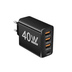 40 W PD 3USB Type C 4 porttia Supernopea lataus matkapuhelimen laturi QC 3.0 EU/US Plug Adapter iPhone Xiaomi Samsung Huawei hinta ja tiedot | Puhelimen laturit | hobbyhall.fi