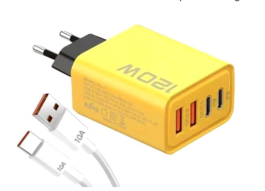 Xiaomi 10A 120W Ultra Fast Charger Kaapeli Super Fast Charger 4 Port USBC PD Quick Charging TypeC Laturi Xiaomi iPhone Huaweille hinta ja tiedot | Puhelimen laturit | hobbyhall.fi