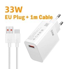 33 W USB-latauspään kaapeli Pikalaturi 6A QC 3.0 USB Type-C -kaapeli Pikalatauspuhelinsovitin iPhonelle Samsung Xiaomi Redmi hinta ja tiedot | Puhelimen laturit | hobbyhall.fi