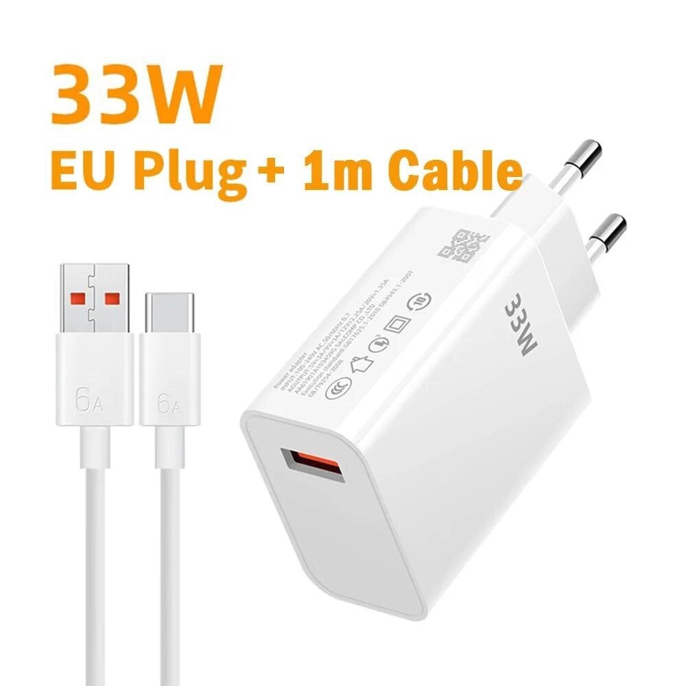 33 W USB-latauspään kaapeli Pikalaturi 6A QC 3.0 USB Type-C -kaapeli Pikalatauspuhelinsovitin iPhonelle Samsung Xiaomi Redmi hinta ja tiedot | Puhelimen laturit | hobbyhall.fi