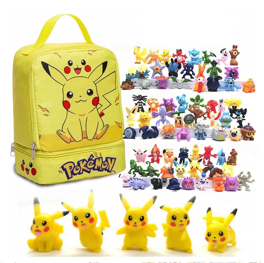 Pikachu-setti, reppu ja Pokemon-figuurit 144 kpl hinta ja tiedot | Poikien lelut | hobbyhall.fi