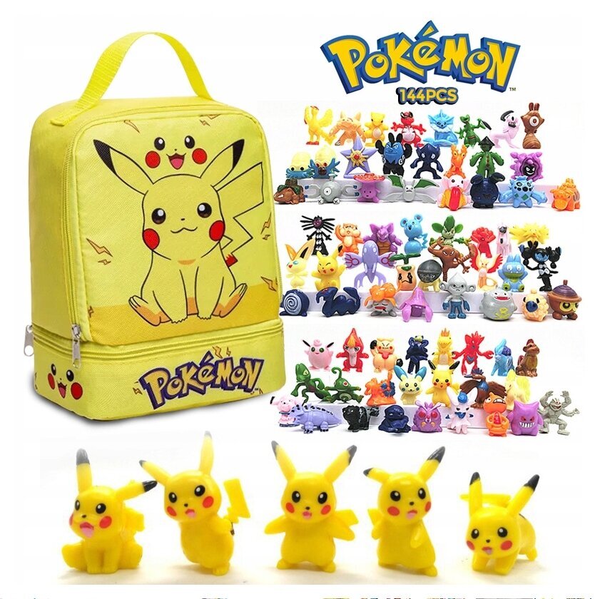 Pikachu-setti, reppu ja Pokemon-figuurit 144 kpl hinta ja tiedot | Poikien lelut | hobbyhall.fi