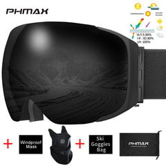 PHMAX Hiihtolasit Magneettiset Miesten Talvi Sumua estävät Lumilautalasit Lasit Laskettelu UV400 Suojaus Kaksikerroksiset Ski Mask Lasit hinta ja tiedot | Laskettelulasit | hobbyhall.fi