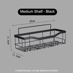 Kylpyhuonetarvikkeiden säilytysteline Kylpyhuonetarvikkeiden säilytyshylly Musta Hyllyt Kulmakehys Rauta Suihkurei'itin Ilmainen asennettu Caddy-teline hinta ja tiedot | Kylpyhuoneen sisustus | hobbyhall.fi