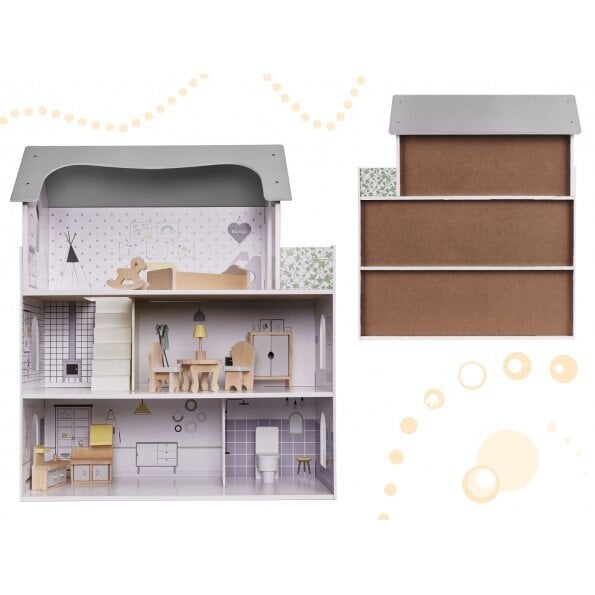 Puinen nukkekoti MDF 70cm kalusteineen hinta ja tiedot | Tyttöjen lelut | hobbyhall.fi