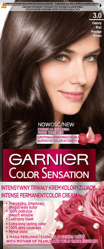 Pitkäkestoinen hiusväri Garnier Color Sensation 110 ml, 3.0 Prestige Brown hinta ja tiedot | Hiusvärit | hobbyhall.fi