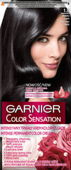 Pitkäkestoinen hiusväri Garnier Color Sensation 110 ml, 1.0 Ultra Onyx Black hinta ja tiedot | Hiusvärit | hobbyhall.fi