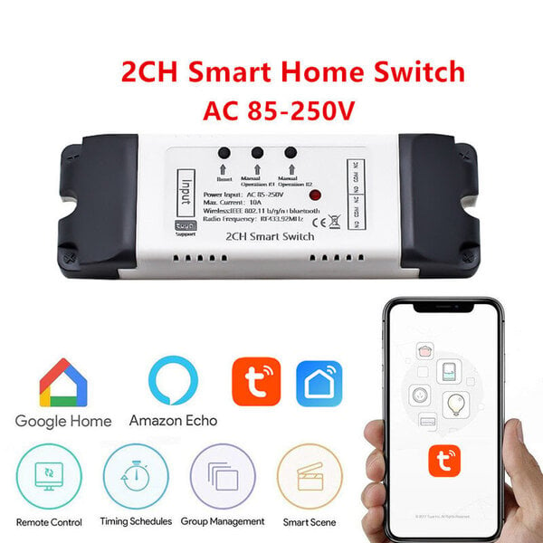 Tuya Smart Switch, Automation Relay Module APP Kaukosäädin,Langaton Wifi-kytkin Open Door RF 433 Työskentele Alexan kanssa Google Home| |