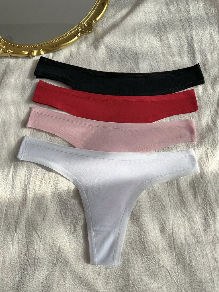 4 kpl Simple Plain Panty·Multicolor·L hinta ja tiedot | Naisten sandaalit ja tossut | hobbyhall.fi