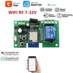 Langaton Wi-Fi-relekytkin 1-kanavainen autotallin oven vastaanotin 433,92 MHz oppikoodin kaukosäädin 12v pulssikytkin ajoituskytkin - automaatiomoduulit hinta ja tiedot | TV-lisätarvikkeet | hobbyhall.fi