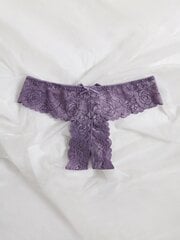 Floral Lace Bow Decor Thong Alusvaatteet·Mauve Purple·XL hinta ja tiedot | Naisten alushousut | hobbyhall.fi