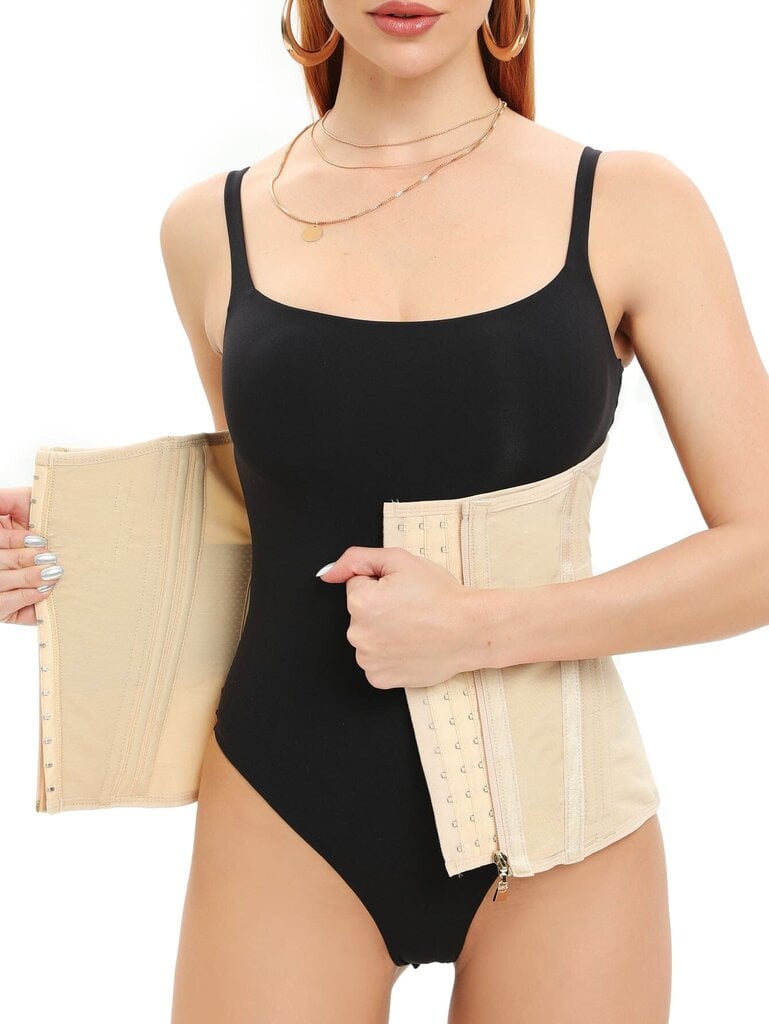 Hourglass Waist Trainer vyö vetoketjulla High Compression Body Shaper naisille·beige·L hinta ja tiedot | Maalit | hobbyhall.fi