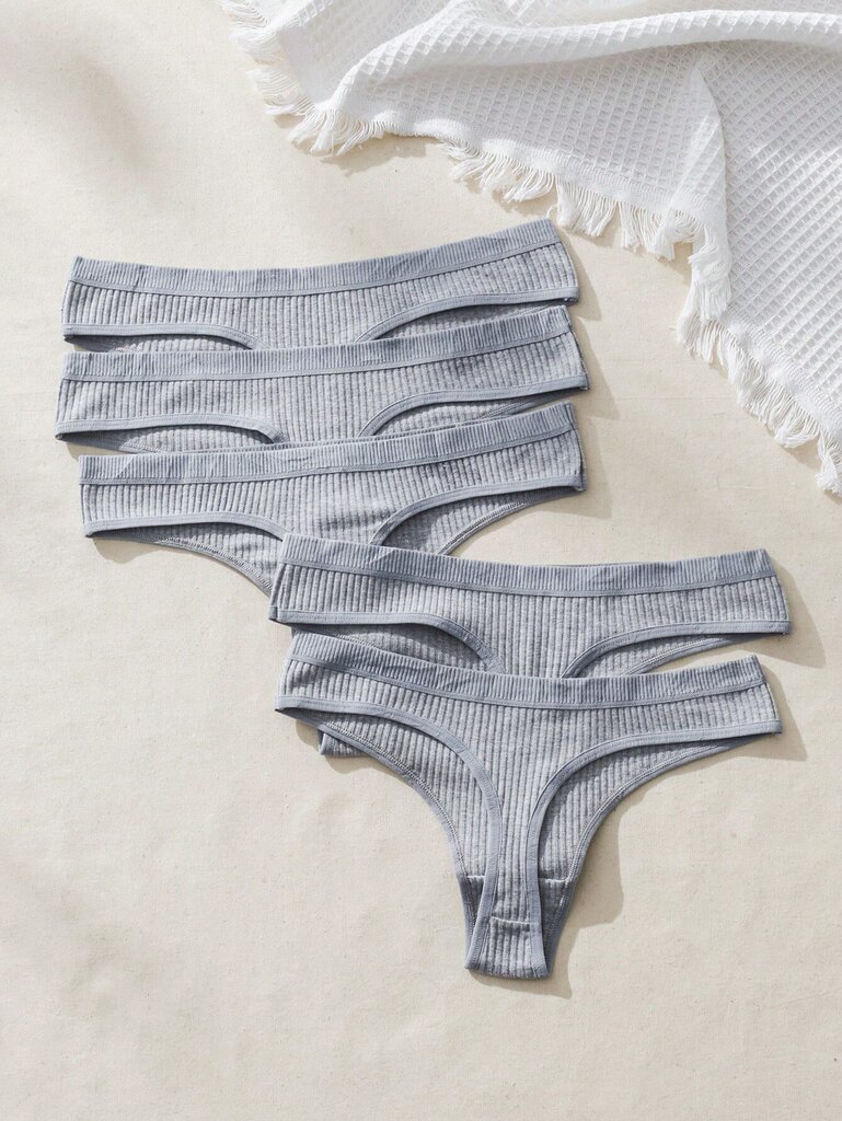 5kpl Solid Thong Set·Grey·S hinta ja tiedot | Naisten sandaalit ja tossut | hobbyhall.fi