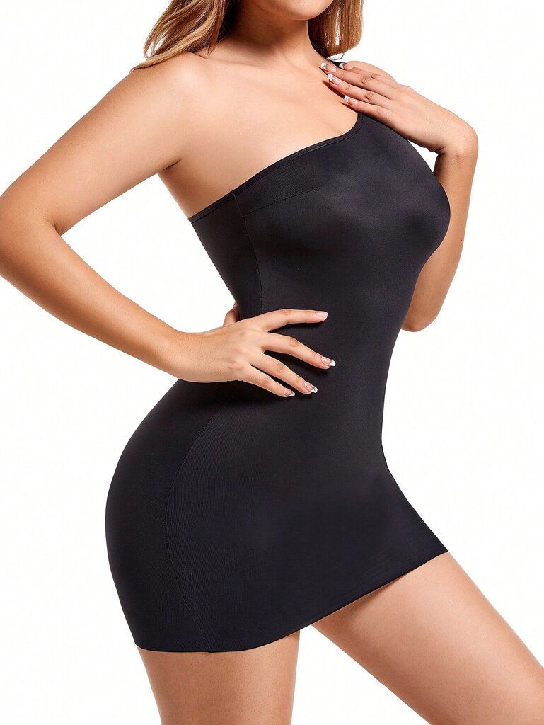 Solid One Shoulder Shapewear -mekko·musta·M hinta ja tiedot | Hameet | hobbyhall.fi