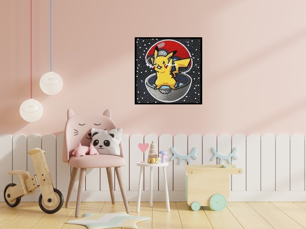 Pujeknm 5D Pikachu Diamond Painting Set DIY puinen kehys kanssa hinta ja tiedot | Timanttimaalaukset | hobbyhall.fi