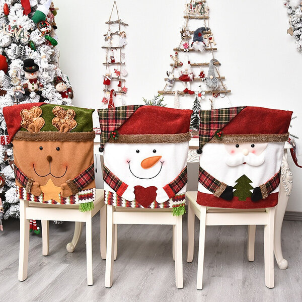 Xmas tuolin kansi Santa Snowman Elk Ornamentti istuimen kansi tuolin selkänojan kansi koti keittiö joulu koristelu hinta ja tiedot | Huonekalujen päälliset | hobbyhall.fi