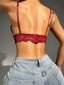 Floral Lace Scallop Trim Bralette·Burgundy·L hinta ja tiedot | Rintaliivit | hobbyhall.fi