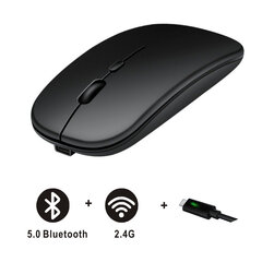 Ladattava Bluetooth-hiiri Langaton kaksoistila 5.2 Hiljainen tietokonepelaaminen Ergonominen hiiri 2.4 USB PC-kannettaville hinta ja tiedot | Hiiret | hobbyhall.fi