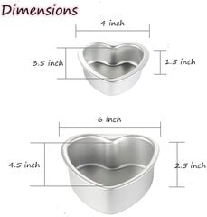 Sydämenmuotoiset kakkuvuoat ystävänpäivään ja kotileivontaan, 4 tuumaa / 6 tuumaa, alumiiniset kakkuvuoat, 2 kpl, irrotettavalla pohjalla hinta ja tiedot | Uunivuoat ja leivontavälineet | hobbyhall.fi