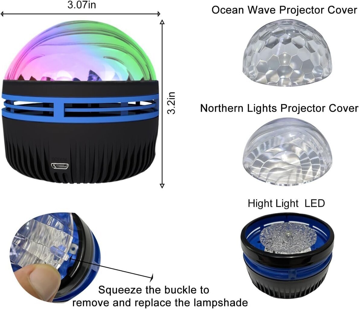 2 in 1 revontulet ja valtameren aallot -projektori, 14 Galaxy-valotehosteella, LED-valoprojektori hinta ja tiedot | Pöytävalaisimet | hobbyhall.fi