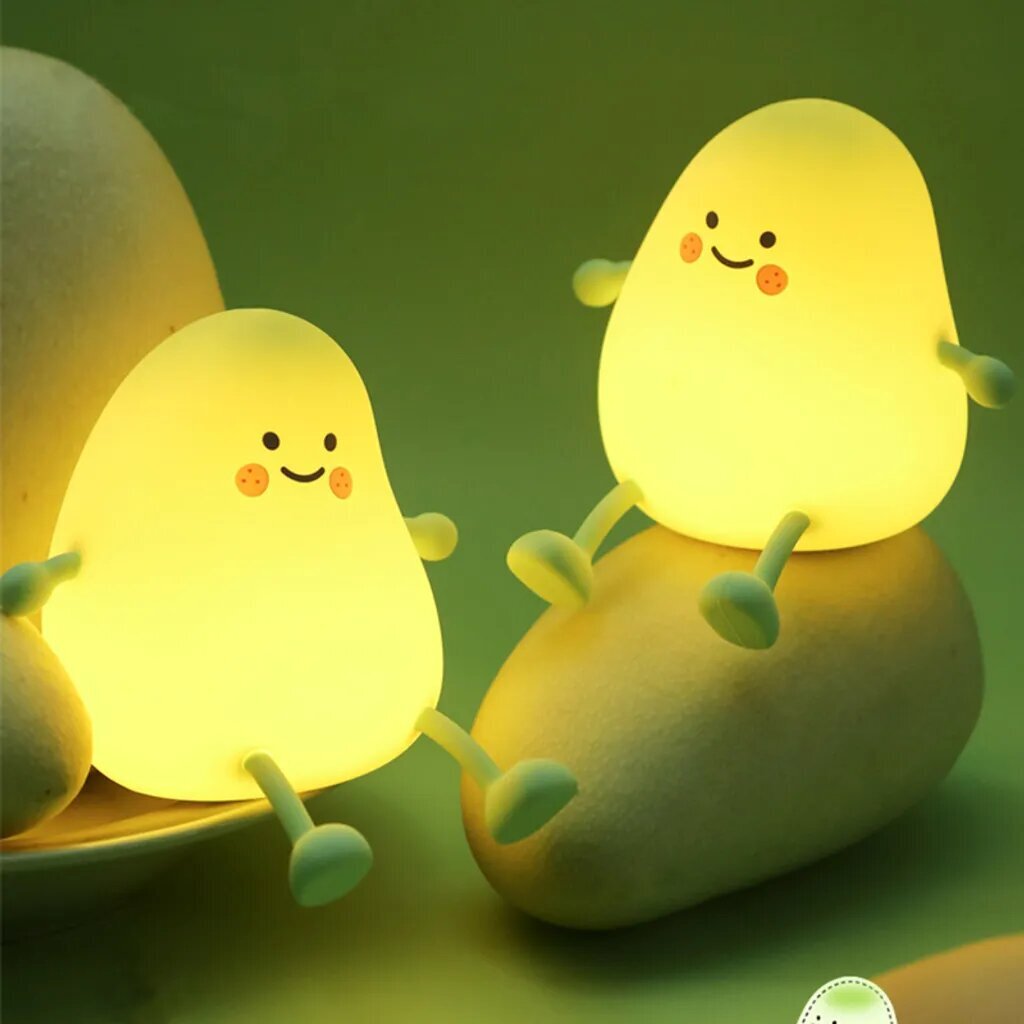 Pack Night Light Lasten Himmennettävä, Kawaii Mango Lamp LED-yövalo, USB-ladattava Night Light Baby valmistettu silikonista, Touch Night Lamp himmennettävä hinta ja tiedot | Pöytävalaisimet | hobbyhall.fi