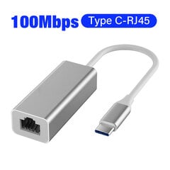 100M/1000Mbps USB 3.0 Ethernet-sovitin Type C - RJ45 Lan Thunderbolt 3 kannettavalle PC MacBook Samsung Windows -verkkokortti 100Mbps USB-C RJ45 hinta ja tiedot | Puhelimen lisätarvikkeet | hobbyhall.fi