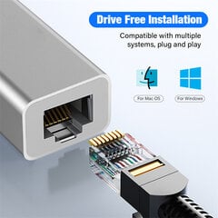 100M/1000Mbps USB 3.0 Ethernet-sovitin Type C - RJ45 Lan Thunderbolt 3 kannettavalle PC MacBook Samsung Windows -verkkokortti 1000Mbps USB RJ45 hinta ja tiedot | Puhelimen lisätarvikkeet | hobbyhall.fi