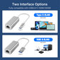 100M/1000Mbps USB 3.0 Ethernet-sovitin Type C - RJ45 Lan Thunderbolt 3 kannettavalle PC MacBook Samsung Windows -verkkokortti 1000Mbps USB RJ45 hinta ja tiedot | Puhelimen lisätarvikkeet | hobbyhall.fi