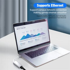 100M/1000Mbps USB 3.0 Ethernet-sovitin Type C - RJ45 Lan Thunderbolt 3 kannettavalle PC MacBook Samsung Windows -verkkokortti 100Mbps USB RJ45 hinta ja tiedot | Puhelimen lisätarvikkeet | hobbyhall.fi