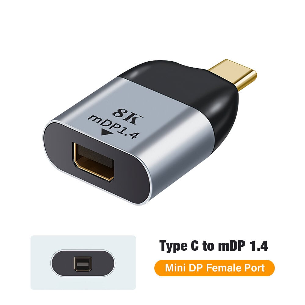 8K USB C - HDMI -videomuunnin Tuki VGA DP Mini DP 4K 8k 60 Hz USB C 3.1 Type C -sovitin Samsung Huawei MacBook Type C - Mini DP:lle hinta ja tiedot | Kaapelit ja adapterit | hobbyhall.fi