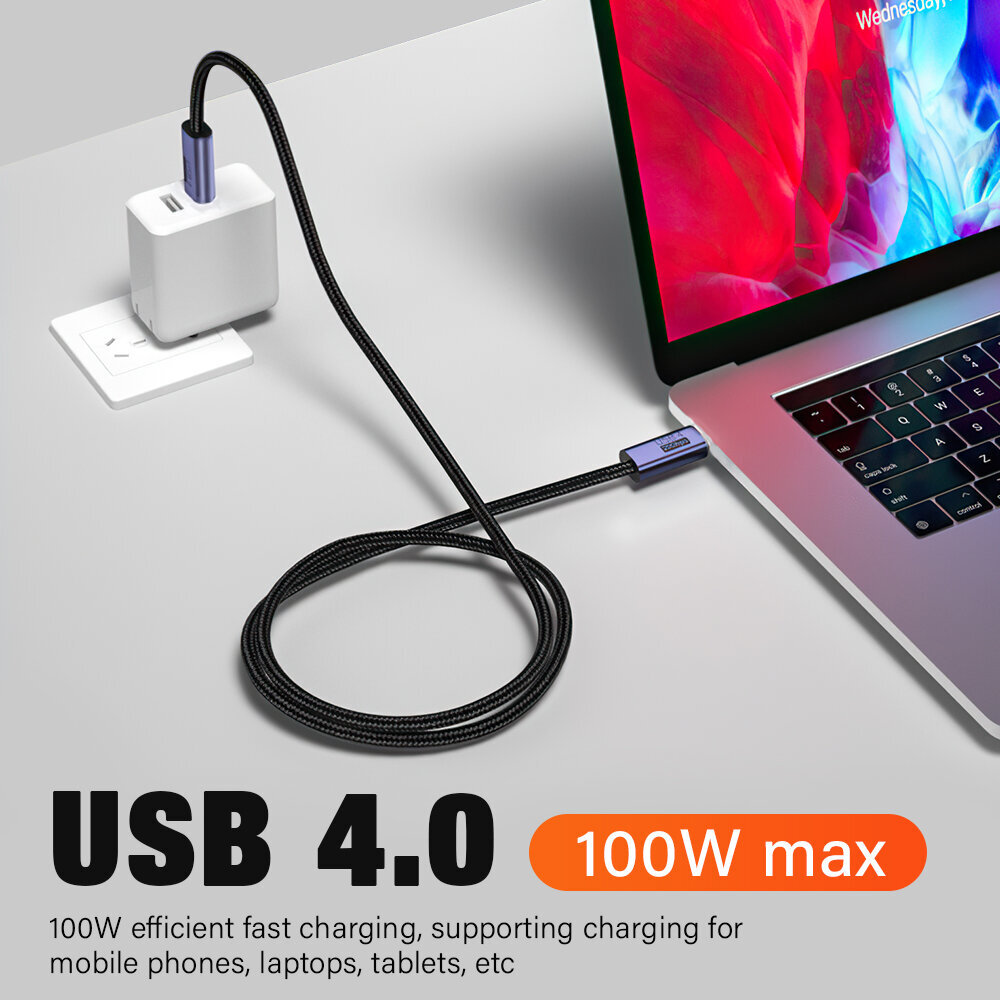 USB 4.0 -datakaapeli Macbook Prolle, Type C - Type C Thunderbolt 3 pikalatauskaapeli, 8K 60Hz, 100W, 5A 3m kyynärpää hinta ja tiedot | Puhelimen lisätarvikkeet | hobbyhall.fi