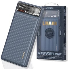 Pikalatausvirtapankki kahdella ulostulolla, 10000mAh, 22,5W, LIVMAN RPP-616 hinta ja tiedot | LIVMAN Puhelimet, älylaitteet ja kamerat | hobbyhall.fi