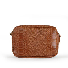 Snake Skin Textured Nahka Crossbody Bag 2 vetoketjua Tummanruskea hinta ja tiedot | Tietokonelaukut | hobbyhall.fi