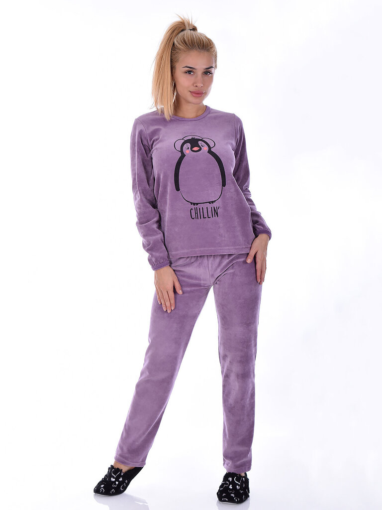 Naisten pyjama Pidzaama house, violetti, lämmin, veluuria hinta ja tiedot | Yöasut ja pyjamat | hobbyhall.fi