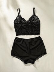 Klassinen Sexy Contrast Lace Alusvaatteet Set · Black·XL hinta ja tiedot | Naisten alushousut | hobbyhall.fi